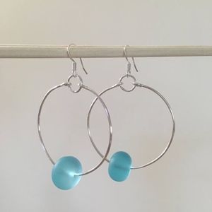 NWT Blue Sea Glass Earrings (#1636)
